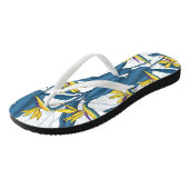 Vogel van paradijse bloemen op wit teenslippers (Schuin)