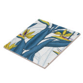 Vogel van paradijse bloemen op wit tegeltje (Zijkant)