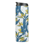 Vogel van paradijse bloemen op wit thermosbeker (Geroteerd rechts)