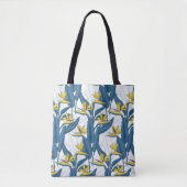 Vogel van paradijse bloemen op wit tote bag (Voorkant)