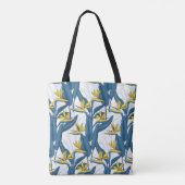 Vogel van paradijse bloemen op wit tote bag (Achterkant)