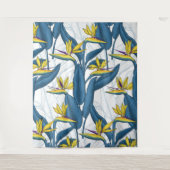 Vogel van paradijse bloemen op wit wandkleed (Voorkant)