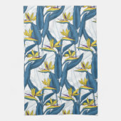 Vogel van paradijse bloemen op witte keukenhanddoe theedoek (Verticaal)
