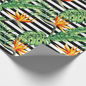 Vogel van Paradise Black White Stripes Wrapping Pa Cadeaupapier (Hoek)
