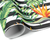 Vogel van Paradise Black White Stripes Wrapping Pa Cadeaupapier (Rol Hoek)