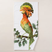 Vogel van Paradise en exotische bloemen op een wit Badhanddoek (Badhanddoek)