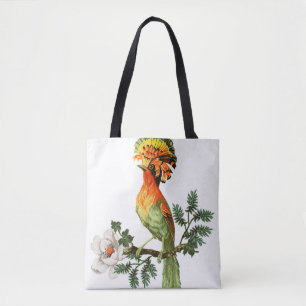 Vogel van Paradise en exotische bloemen op een wit Tote Bag