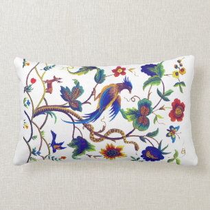 Vogel van Paradise Faux Jacobean Embroidery Pillow Kussen