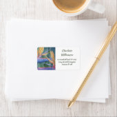 Vogel van Paradise Flowers in Waterverf Address Etiket (Insitu)