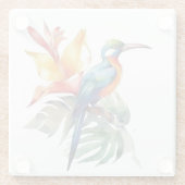 Vogel van Paradise, kleurrijke spookvogel'n bloem Glazen Onderzetter (Achterkant)