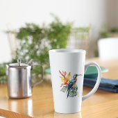 Vogel van Paradise, kleurrijke spookvogel'n bloem Latte Mok