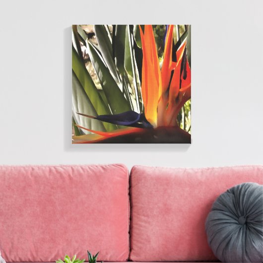 Vogel van Paradise Strelitzia Reginae AcrylPainti Canvas Afdruk (Insitu (Woonkamer))