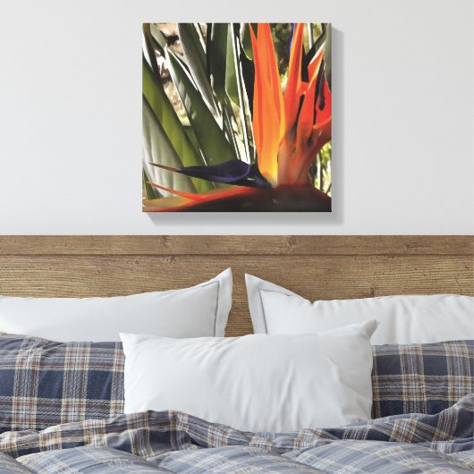 Vogel van Paradise Strelitzia Reginae AcrylPainti Canvas Afdruk (Insitu (Slaapkamer))
