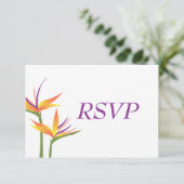 Vogel van Paradise Wedding RSVP-kaart RSVP Kaartje (Staand voorkant)