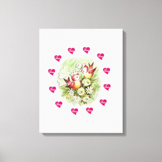  vogel van Valentijnse afdruk met verrekend canvas (Voorkant)