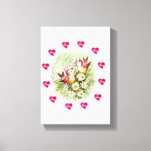 vogel van Valentijnse afdruk met verrekend canvas (Voorkant)