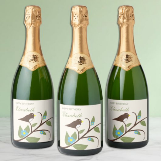 Vogel Verjaardag Sparkling Wijnetiket