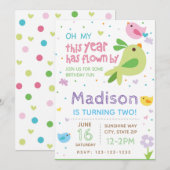 Vogel Verjaardag Uitnodiging (Voorkant / Achterkant)