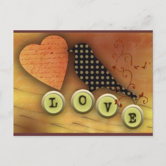 Vogel verliefd briefkaart (Voorkant)