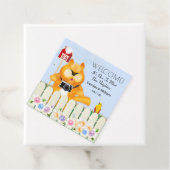 Vogel verwelkomt kat naar buurt | Nieuwe buur Bedankjes Labels (In situ)