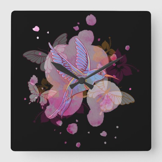 vogel vierkante klok (Voorkant)