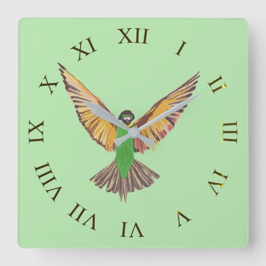 vogel vierkante klok (Voorkant)
