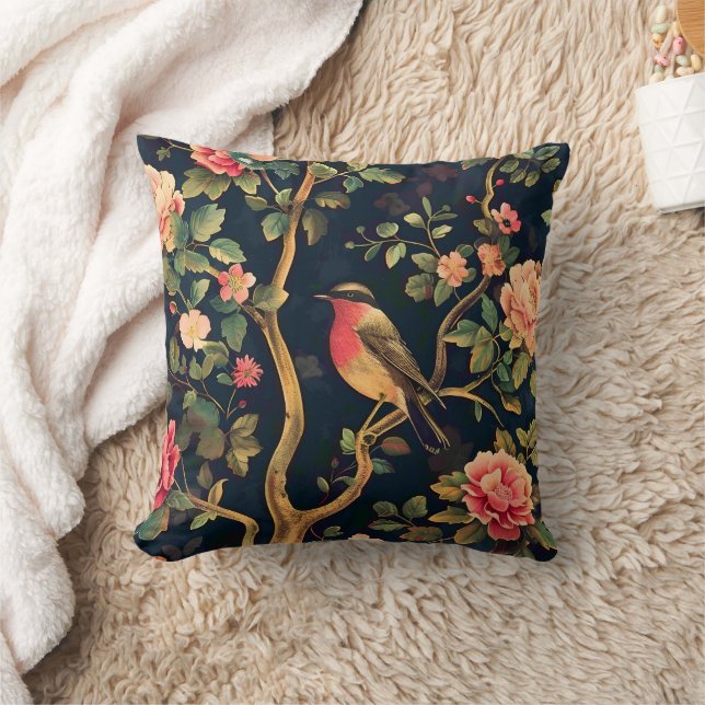 Vogel Vintage Patroon Bos Bloemmotief Kussen (Deken)