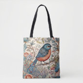Vogel, Vintage Scandinavisch stofontwerp Tote Bag (Voorkant)