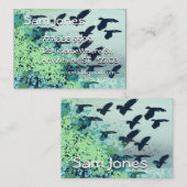 Vogel vliegend blauw groen visitekaartje (Voorkant / Achterkant)