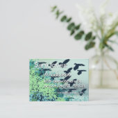 Vogel vliegend blauw groen visitekaartje (Staand voorkant)