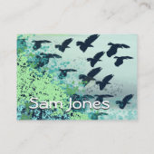 Vogel vliegend blauw groen visitekaartje (Achterkant)