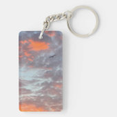 Vogel Vliegend Roze Wolken Lucht Foto Sleutelhanger (achterkant)