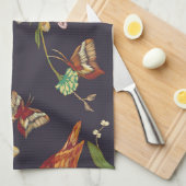  Vogel, Vlinder, Borduurwerk Waterverf. Theedoek (Quarter Fold)