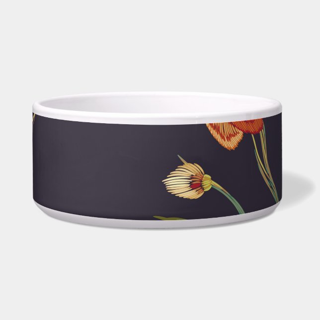  Vogel, Vlinder, Borduurwerk Waterverf. Voerbakje (Voorkant)