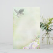 Vogel, vlinders, bloemen briefpapier (Staand voorkant)