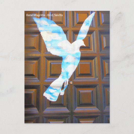 Vogel von René Magritte an Tür in Sevilla Briefkaart (Voorkant)