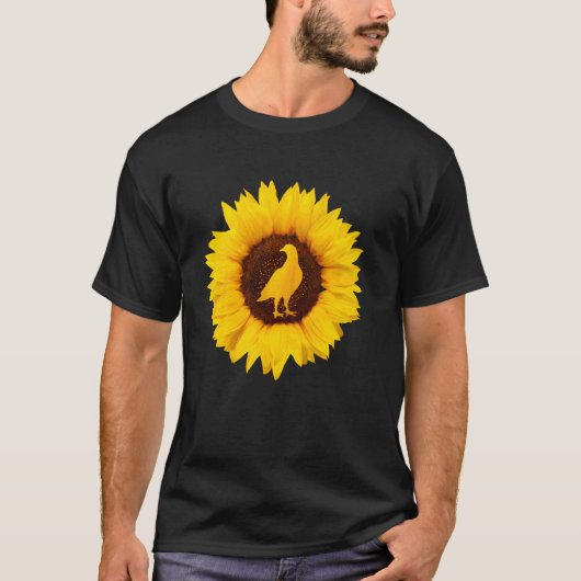 Vogel voor vrouwelijke Mannen - Zonnebloem T-shirt (Voorkant)