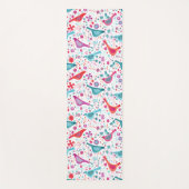 Vogel Waterverf Floral Boho Yogamat (Voorkant)