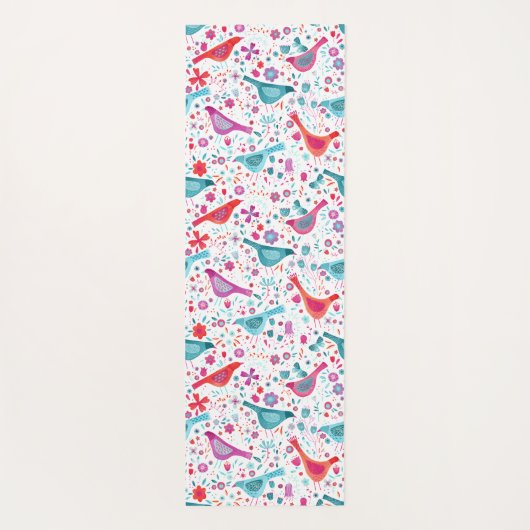Vogel Waterverf Floral Boho Yogamat (Achterkant)