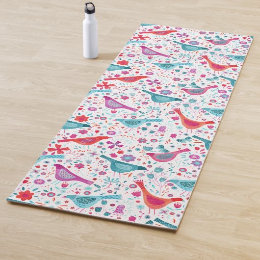 Vogel Waterverf Floral Boho Yogamat (In situ)
