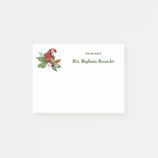 Vogel Waterverf papegaai van het bureau van Sticky Post-it® Notes (Voorkant)