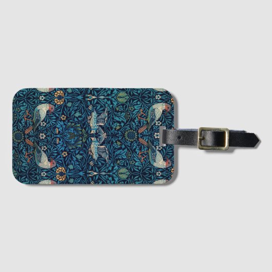 vogel William Morris florale kunst Bagagelabel (Voorkant (horizontaal))