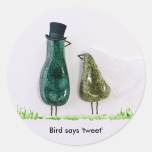 Vogel zegt 'tjilpen' ronde sticker