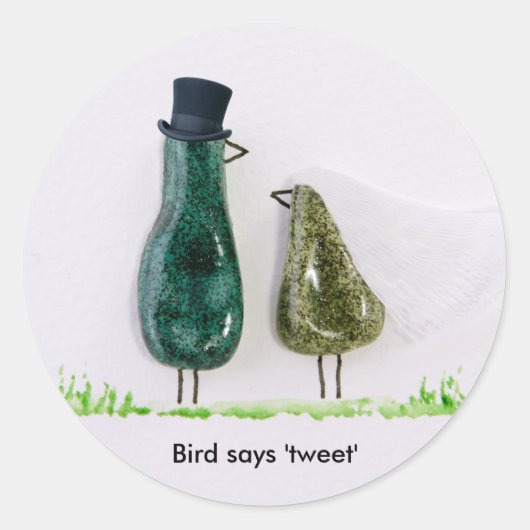 Vogel zegt 'tjilpen' ronde sticker (Voorkant)