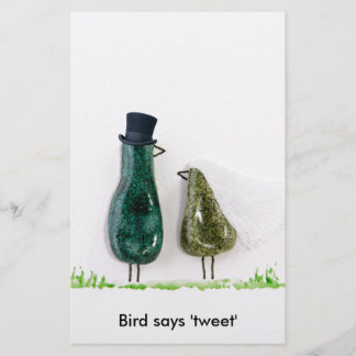 Vogel zegt 'tweet' briefpapier