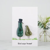 Vogel zegt 'tweet' briefpapier (Staand voorkant)