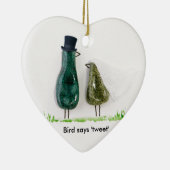 Vogel zegt 'tweet' keramisch ornament (Rechts)