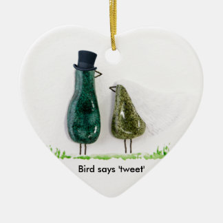 Vogel zegt 'tweet' keramisch ornament