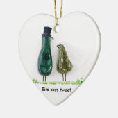 Vogel zegt 'tweet' keramisch ornament (Links)