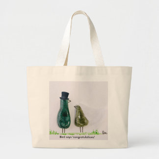 Vogel zegt tweet leuk Huwelijksbruid en bruidegom Grote Tote Bag